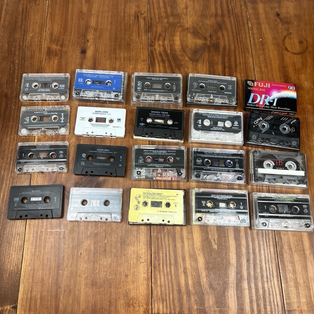 Vintage Cassette Tape Lot Singles Soundtracks Country Pop Blank Fuji Sony TDK